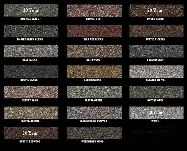 Asphalt Shingle Color Chart